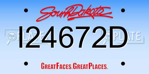 I24672D South Dakota License Plate