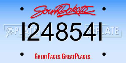 I24854I South Dakota License Plate