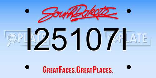 I25107I South Dakota License Plate