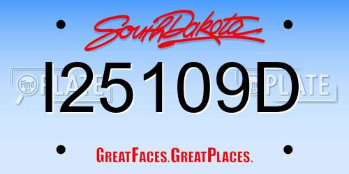 I25109D South Dakota License Plate