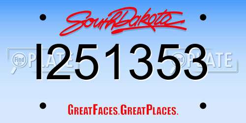 I251353 South Dakota License Plate