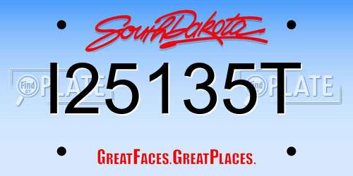 I25135T South Dakota License Plate