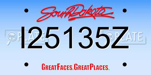 I25135Z South Dakota License Plate