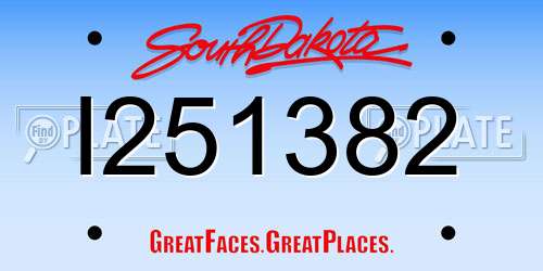 I251382 South Dakota License Plate