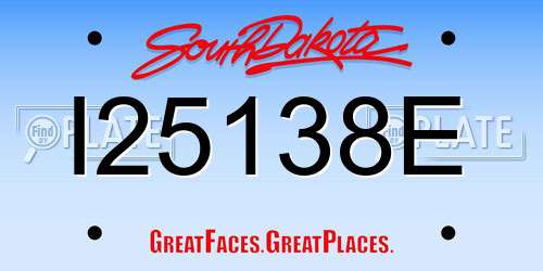 I25138E South Dakota License Plate