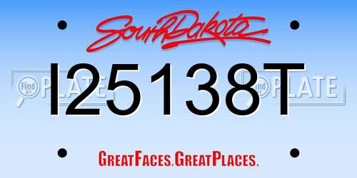 I25138T South Dakota License Plate