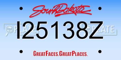 I25138Z South Dakota License Plate