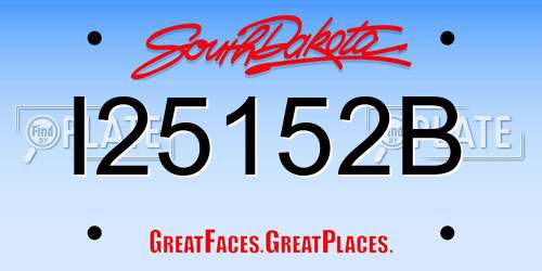I25152B South Dakota License Plate