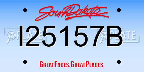 I25157B South Dakota License Plate
