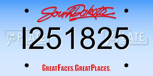 I251825 South Dakota License Plate