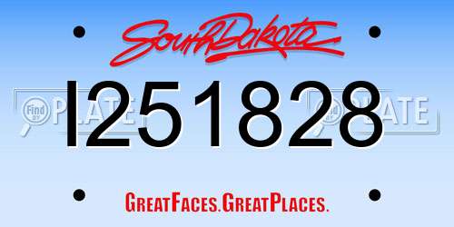 I251828 South Dakota License Plate