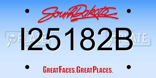 I25182B South Dakota License Plate