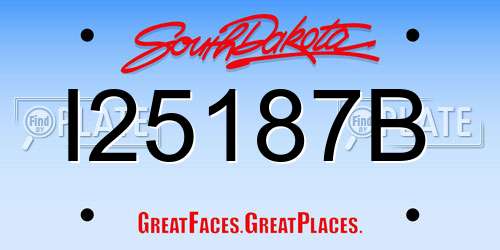 I25187B South Dakota License Plate