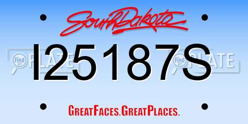 I25187S South Dakota License Plate