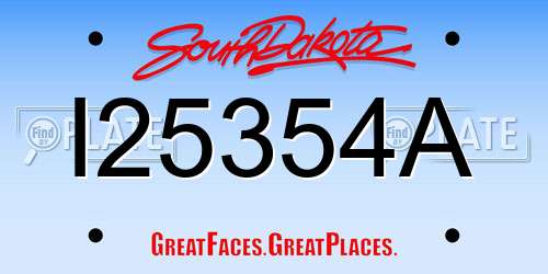 I25354A South Dakota License Plate