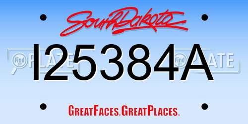I25384A South Dakota License Plate