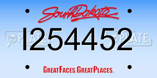I254452 South Dakota License Plate