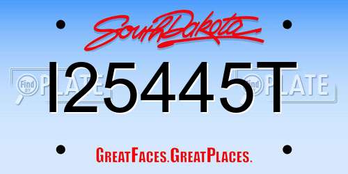 I25445T South Dakota License Plate