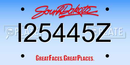 I25445Z South Dakota License Plate