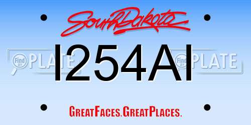 I254AI South Dakota License Plate