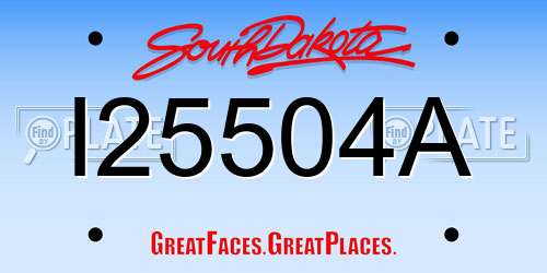 I25504A South Dakota License Plate