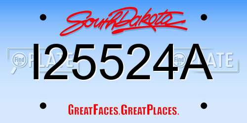 I25524A South Dakota License Plate