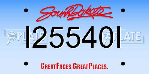 I25540I South Dakota License Plate