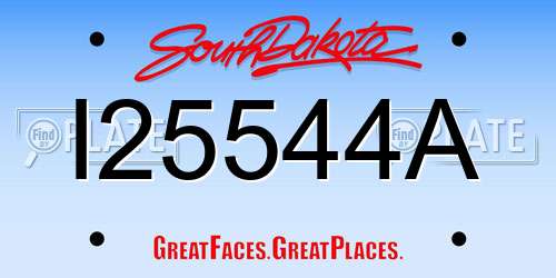 I25544A South Dakota License Plate