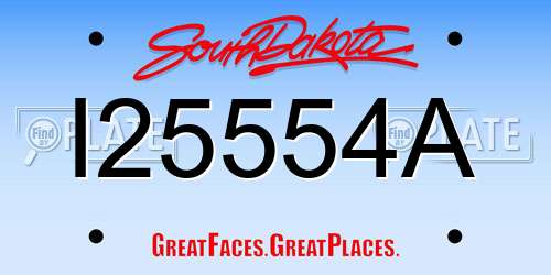 I25554A South Dakota License Plate