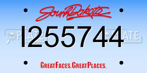 I255744 South Dakota License Plate