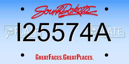 I25574A South Dakota License Plate