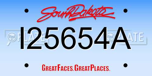 I25654A South Dakota License Plate