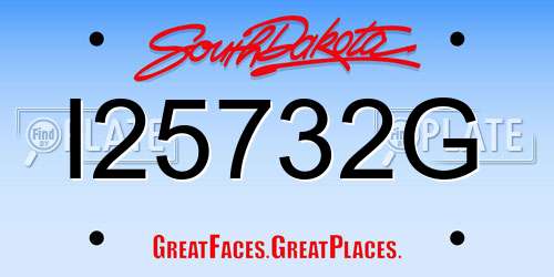 I25732G South Dakota License Plate