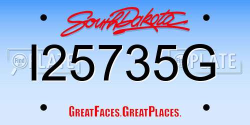 I25735G South Dakota License Plate