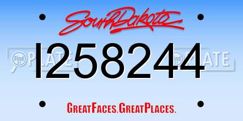 I258244 South Dakota License Plate