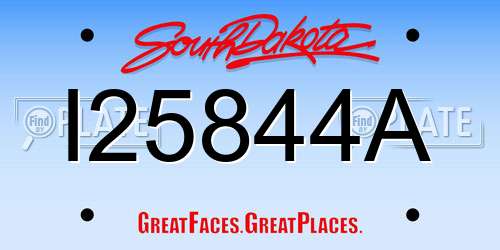I25844A South Dakota License Plate