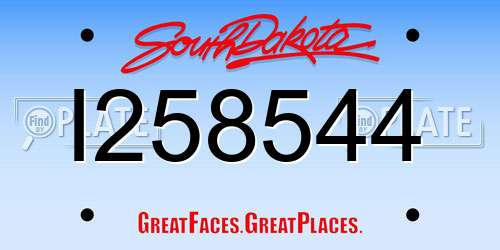 I258544 South Dakota License Plate