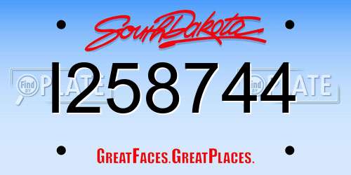 I258744 South Dakota License Plate