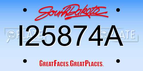 I25874A South Dakota License Plate