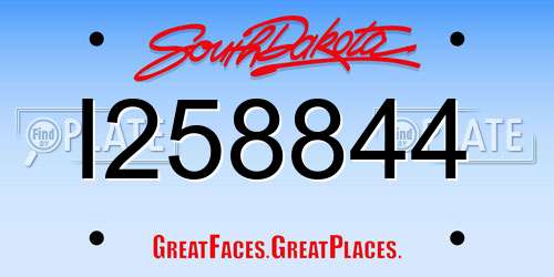 I258844 South Dakota License Plate