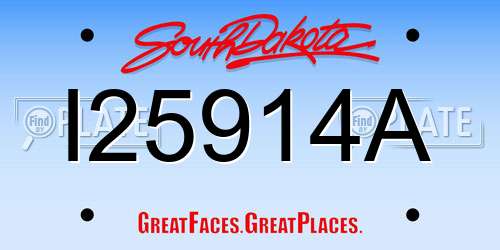 I25914A South Dakota License Plate