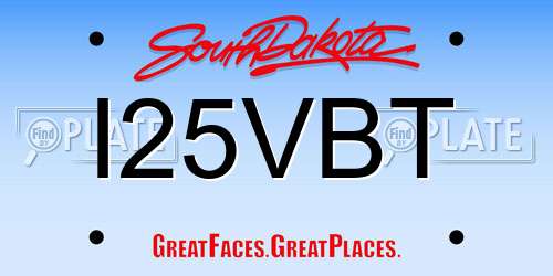 I25VBT South Dakota License Plate