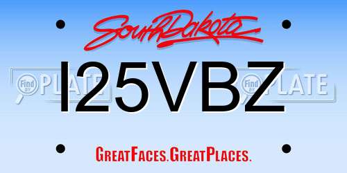 I25VBZ South Dakota License Plate