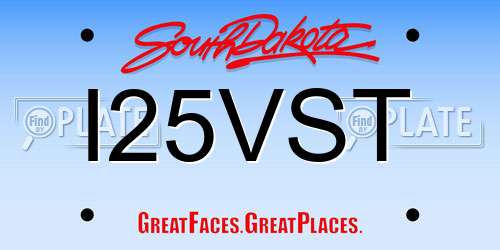 I25VST South Dakota License Plate