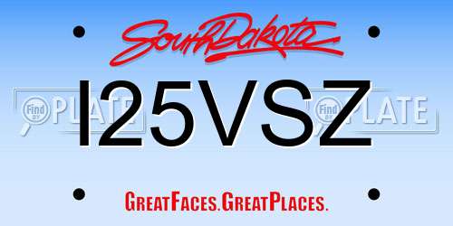 I25VSZ South Dakota License Plate