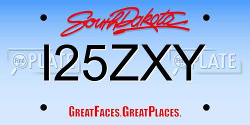I25ZXY South Dakota License Plate