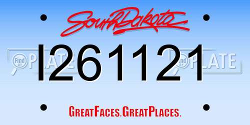 I261121 South Dakota License Plate