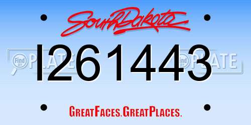 I261443 South Dakota License Plate