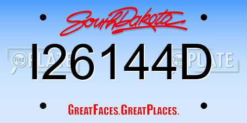 I26144D South Dakota License Plate