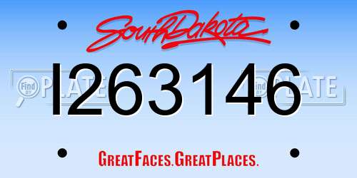 I263146 South Dakota License Plate